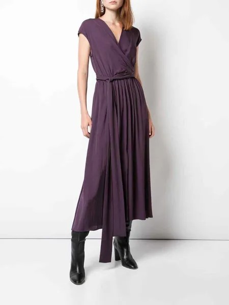 JASON WU Пурпурное платье миди с запахом и запахом из триацетата из триацетата JASON WU, 8 м