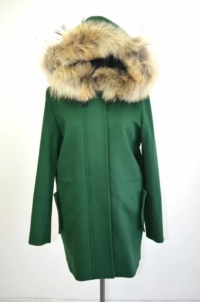 Темно-зеленое съемное пальто из шерстяного кашемира с капюшоном из меха лисы и енота CINZIA ROCCA за 1 тысячу долларов 8
