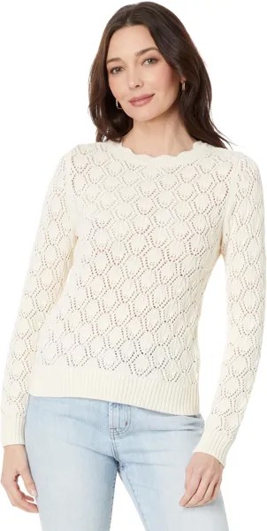 Свитер Lilla P Pointelle Stitch Crewneck Sweater, слоновая кость