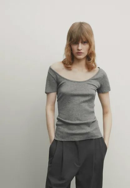 Футболка базовая Massimo Dutti, цвет grey