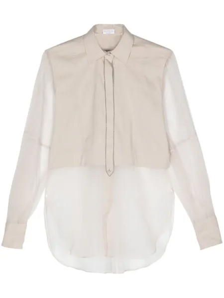 Brunello Cucinelli рубашка с декором Monili, нейтральный цвет