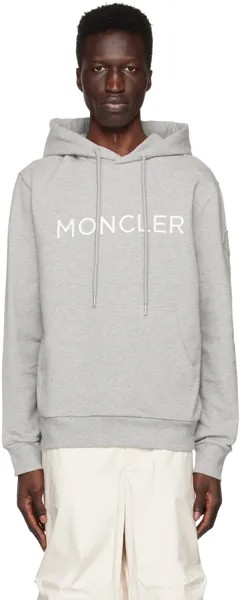 Серый худи с вышивкой Moncler