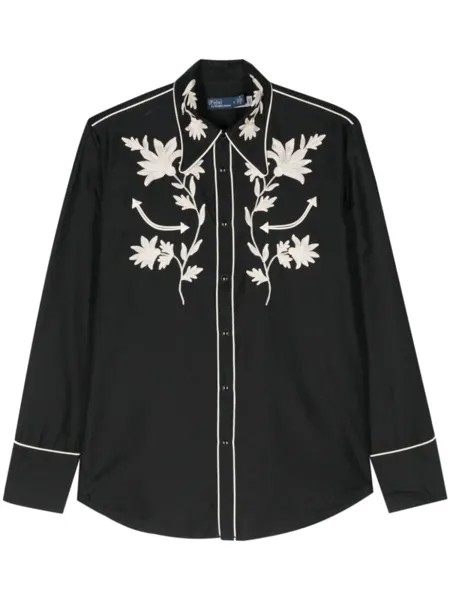 Polo Ralph Lauren блузка с цветочной вышивкой, синий