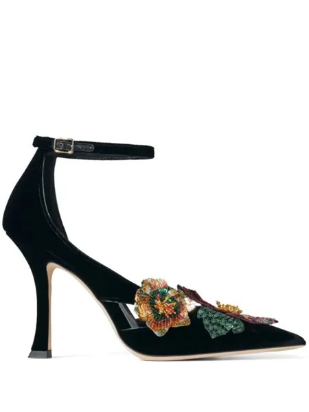 Jimmy Choo туфли Azara с цветочным декором, черный