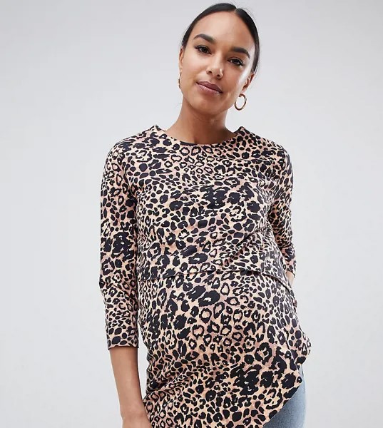 Асимметричный топ с леопардовым принтом ASOS DESIGN Maternity nursing-Мульти