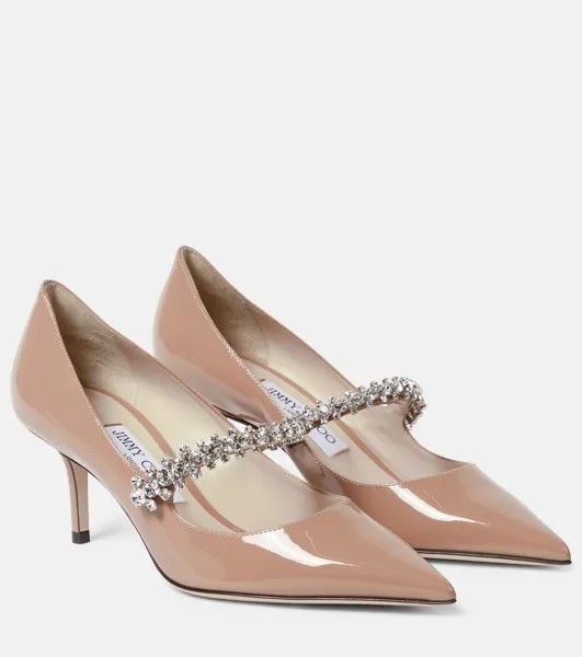 Туфли bing 65 из лакированной кожи с декором Jimmy Choo, розовый