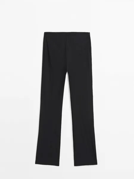 Эластичные брюки прямого кроя Massimo Dutti, черный