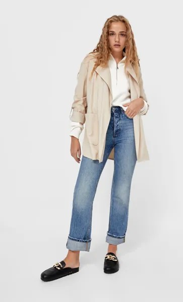 Stradivarius Тренч Из Струящейся Ткани Цвет Небеленого Полотна S