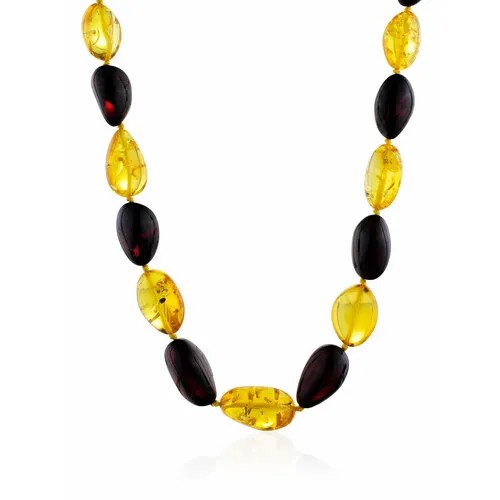 Бусы AmberHandmade, янтарь, длина 65 см, желтый, бордовый