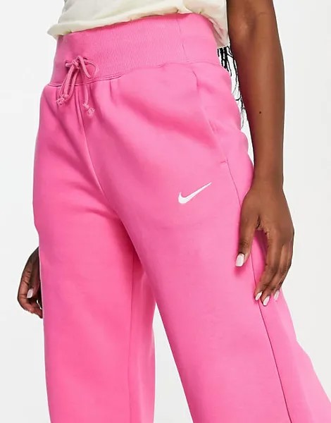 Розовые широкие джоггеры с высокой посадкой Nike Mini Swoosh