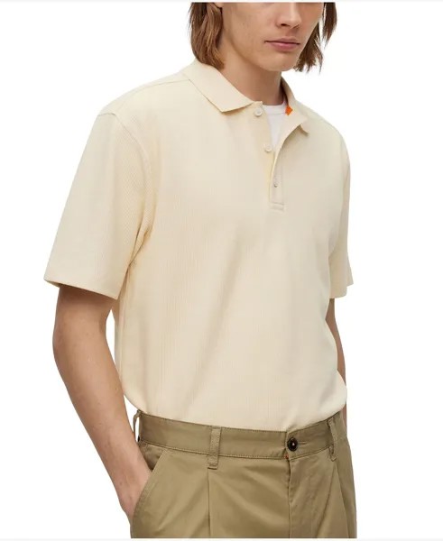 Мужская рубашка-поло свободного кроя из смесового хлопка с вафельной структурой Hugo Boss