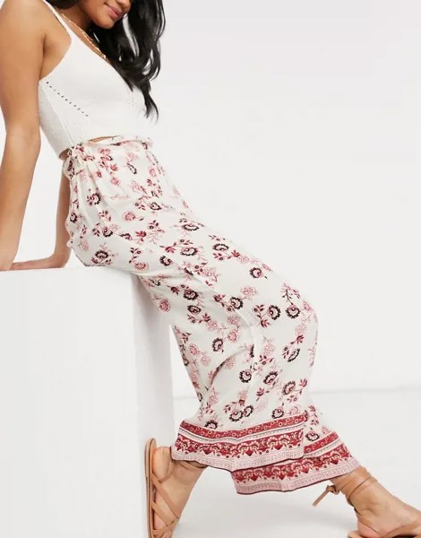 Широкие брюки с цветочным принтом En Creme-Мульти