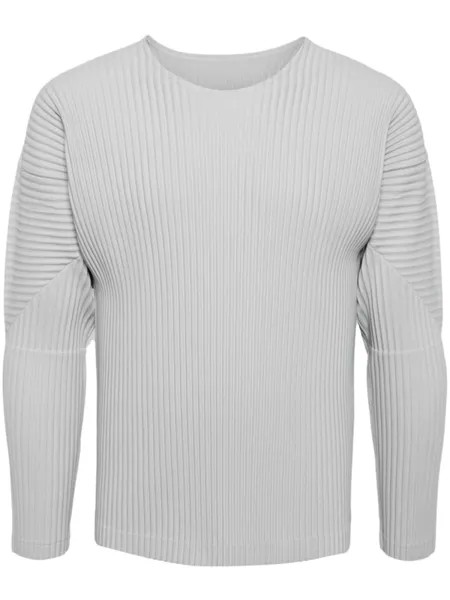 Homme Plissé Issey Miyake pleated long-sleeve T-shirt, белый