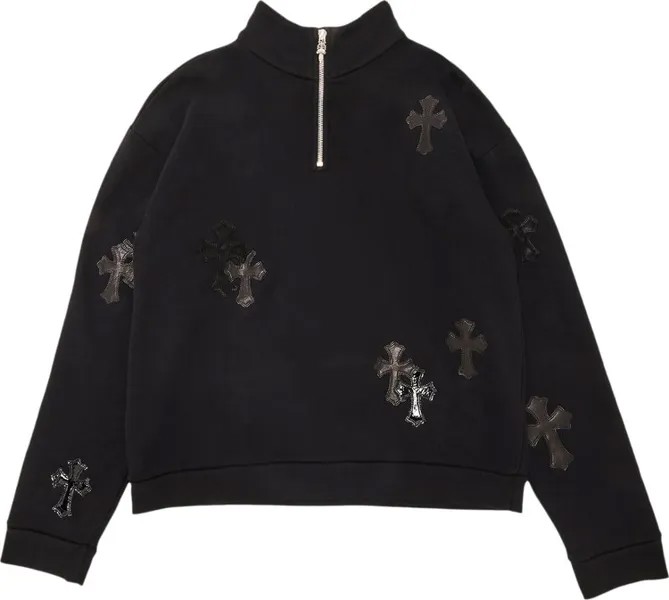 Толстовка Chrome Hearts Ponyhair Cross Quarter Zip 'Black', черный