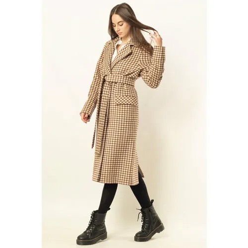 Пальто MARGO, размер 44-46/170, коричневый, бежевый