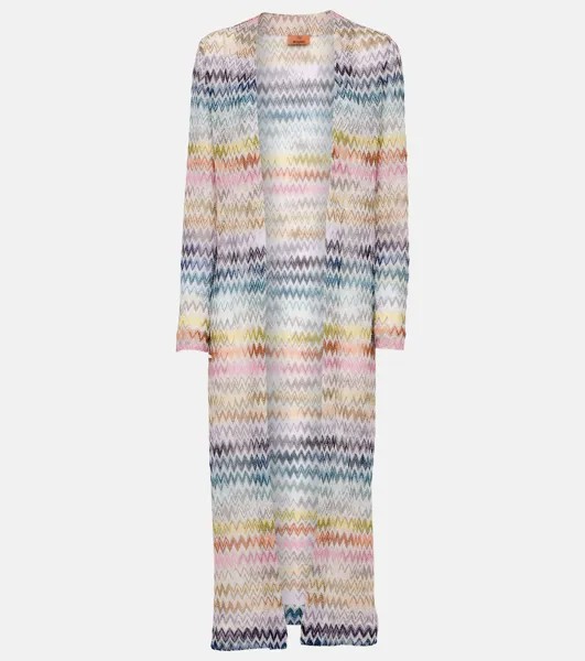 Кардиган металлизированной вязки с зигзагом Missoni, мультиколор