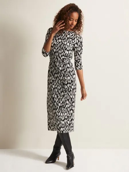 Платье миди Jane Brushstroke Phase Eight, черный/слоновая кость