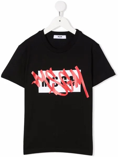 MSGM Kids футболка с логотипом Graffiti