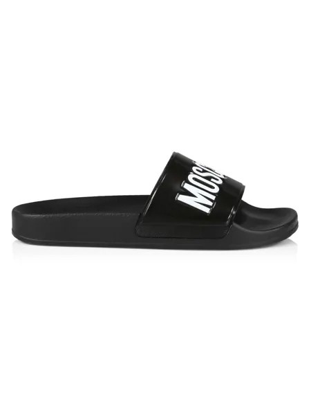 Шлепанцы Mule из ПВХ с логотипом для бассейна Moschino, неро