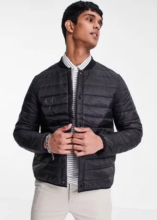 Черный стеганый бомбер ASOS DESIGN