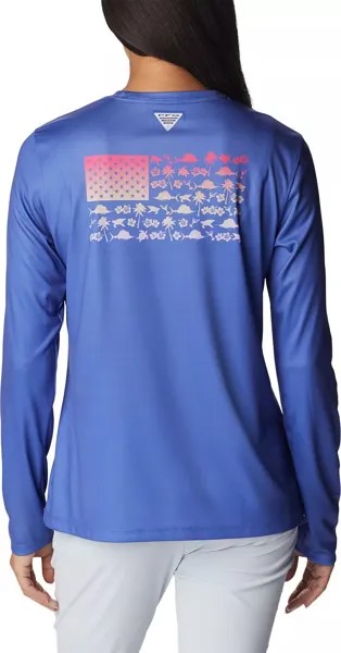 Женская рубашка с длинным рукавом Columbia Tidal PFG Fish Flag, фиолетовый