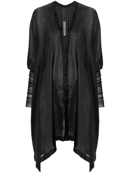Rick Owens шелковая рубашка с рукавами в рубчик, черный