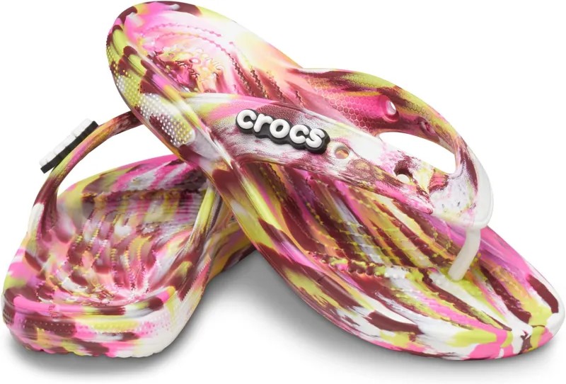 Шлепанцы Classic Flip-Flop Crocs, цвет Electric Pink/Multi Marbled