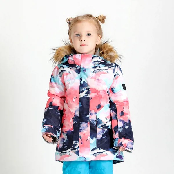 Детская разноцветная лыжная куртка, водонепроницаемая теплая зимняя одежда для девочек для катания на сноуборде, детская парка для катания...