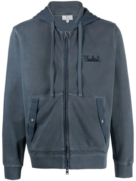 Woolrich худи с вышитым логотипом, синий