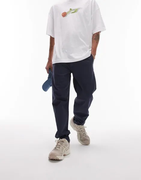 Темно-синие зауженные брюки чинос Topman