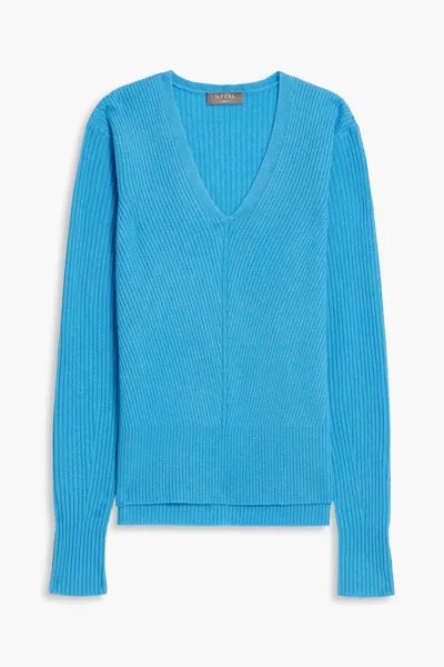 Кашемировый свитер в рубчик N.Peal, лазурный