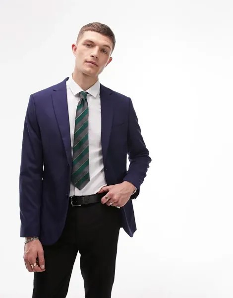 Темно-синий классический пиджак Topman