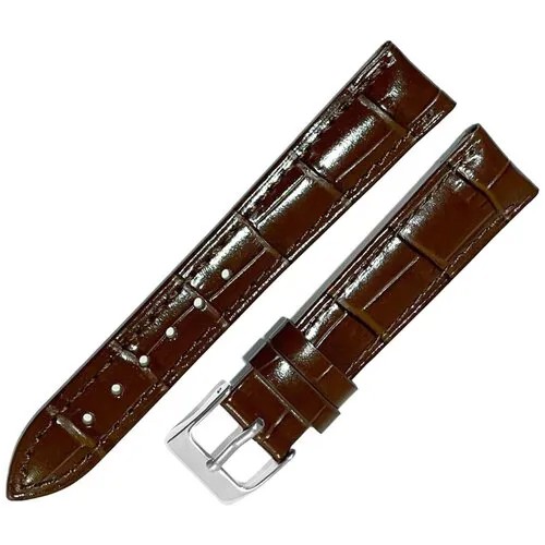 Ремешок 3020-162-142 Коричневый кожаный ремень для женских наручных часов из натуральной кожи 16 х14 мм M глянцевый