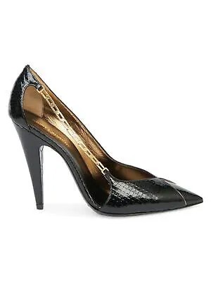 SAINT LAURENT Женские черные туфли без шнуровки из змеиной кожи с цепочкой Lola на шпильках 36