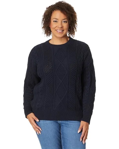 Свитер Madewell Plus Rey Cotton Cable Crew Pullover, цвет Deep Indigo