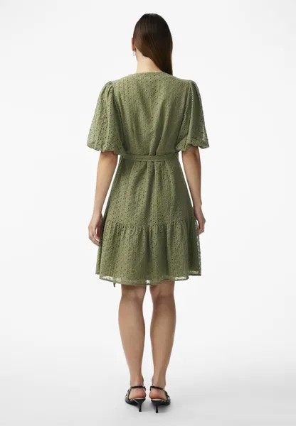 Летнее платье Yasvilma Wrap Dress YAS, маслянисто-зелёное