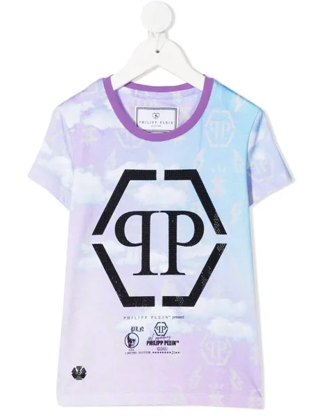 Philipp Plein Junior футболка с кристаллами и логотипом