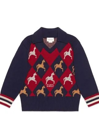 Gucci Kids свитер с геометричной вышивкой