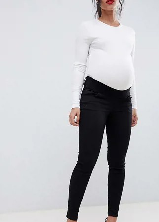 Черные джинсы скинни с посадкой под животом ASOS DESIGN Maternity-Черный цвет