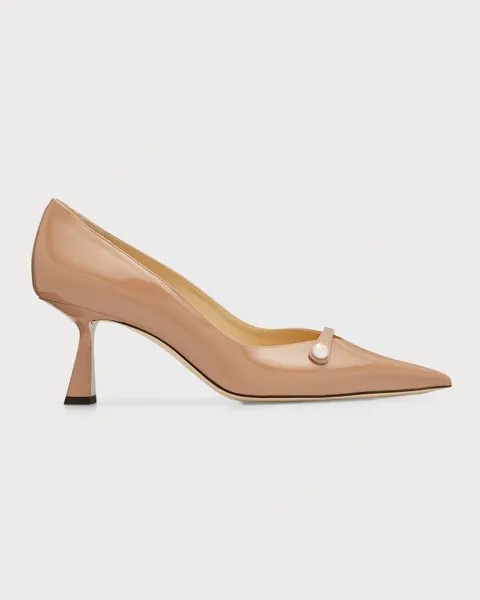 Патентованные туфли-лодочки Rosalia с жемчужным ремешком Jimmy Choo
