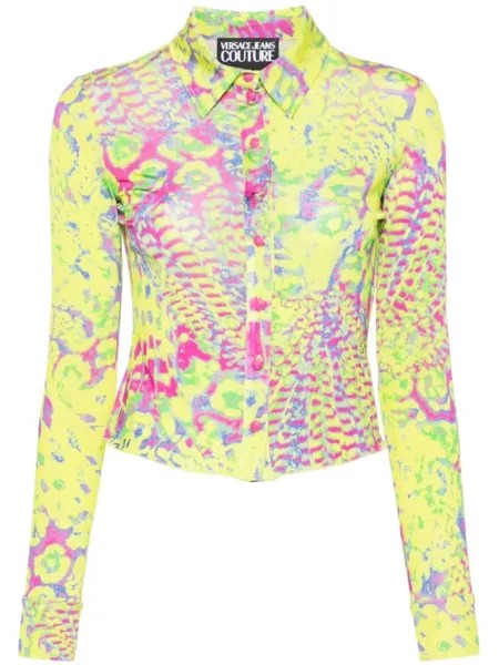 Versace Jeans Couture рубашка из джерси с принтом Animalier, зеленый