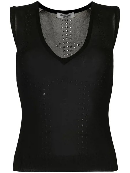 Yves Saint Laurent Pre-Owned топ с глубоким вырезом и перфорацией