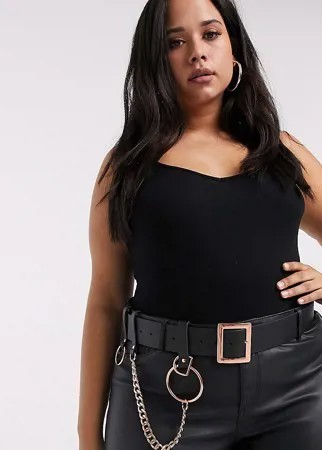 Ремень с цепочкой и кольцами цвета розового золота ASOS DESIGN Curve-Золотой