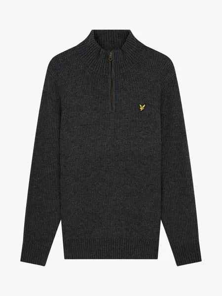 Джемпер с воротником на молнии 1/4 Lyle & Scott, темно-серый меланж