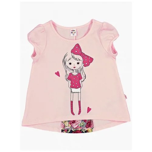 Футболка для девочек Mini Maxi, модель 1862, цвет розовый/синий, размер 92