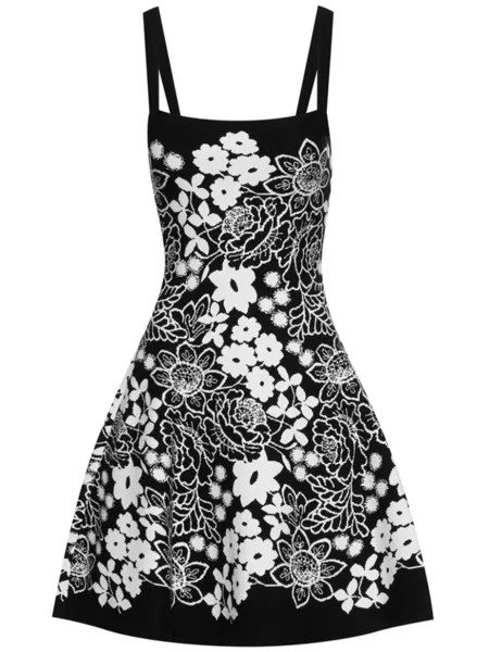 Жаккардовое платье мини Mixed Botanical Oscar de la Renta, черный
