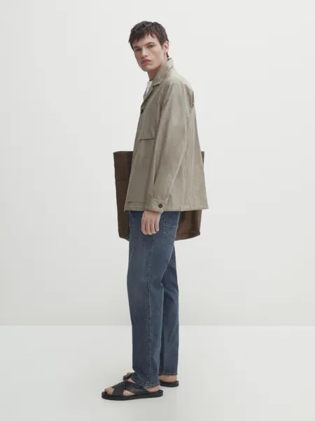 Джинсы зауженного кроя в стиле грязной стирки Massimo Dutti, индиго