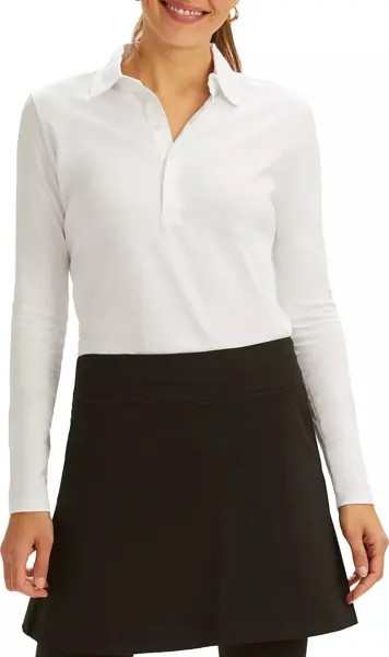 Женская рубашка-поло Renwick из однотонного хлопка с длинными рукавами, белый