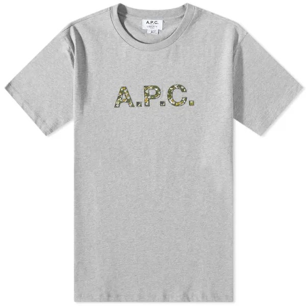 A.P.C. футболка с камуфляжным логотипом из коллаборации с Liberty