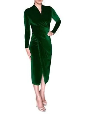 RACHEL RACHEL ROY Женское зеленое вечернее платье миди с длинными рукавами и искусственной запахом M